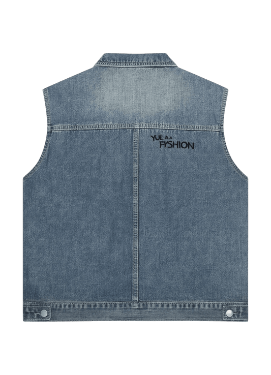 Blue Utility Denim Vest – Washed Edition - 808 SECRETS