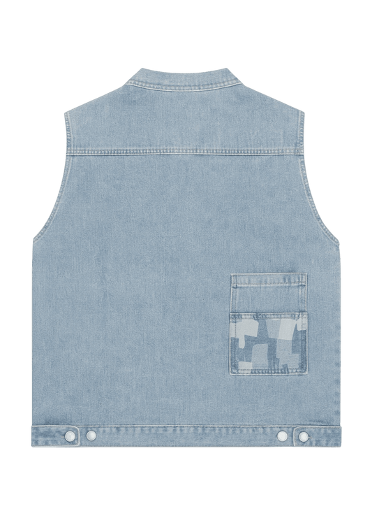 Blue Utility Denim Vest – Washed Edition - 808 SECRETS