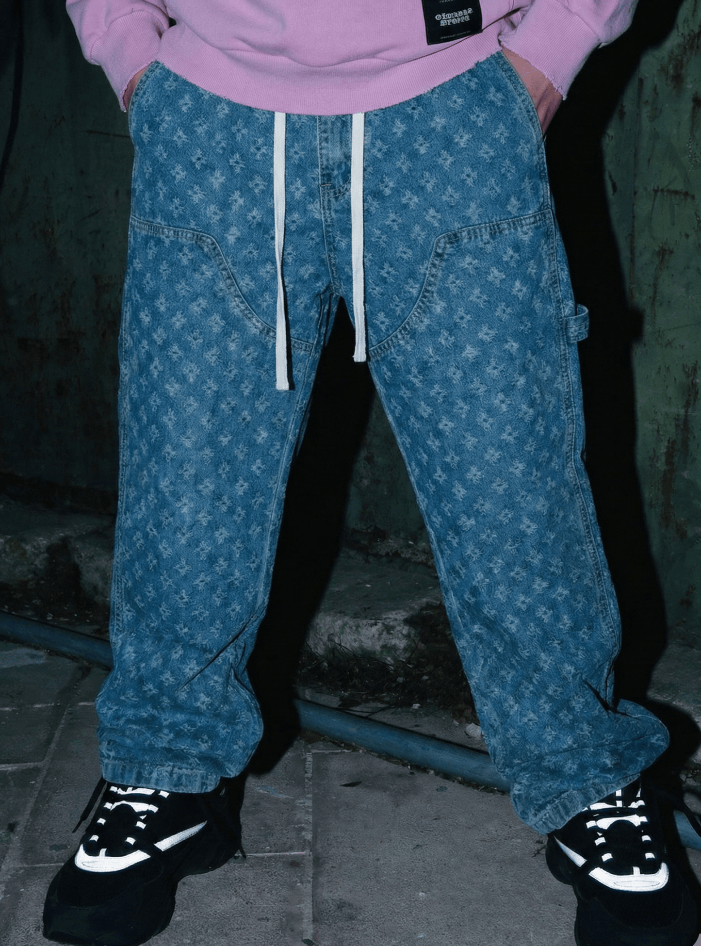 MONOGRAM PATTERN DENIM DRAWSTRING - 808 SECRETS