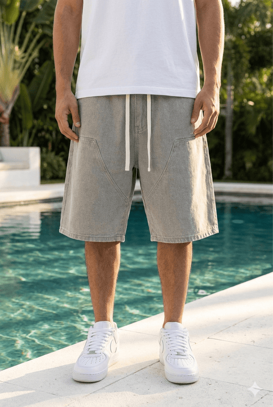 Panel Cut Denim Shorts - 808 SECRETS