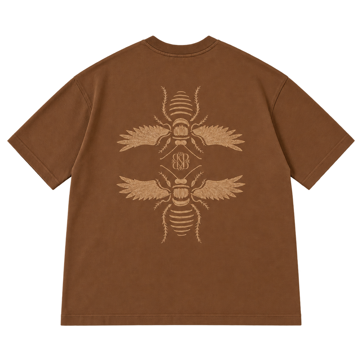Double Bee – חולצת פרימיום — חום קרמל — אחורה