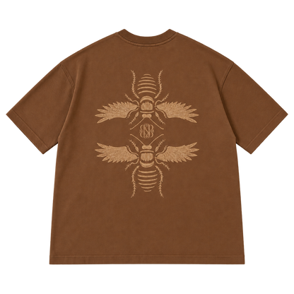 Double Bee – חולצת פרימיום — חום קרמל — אחורה