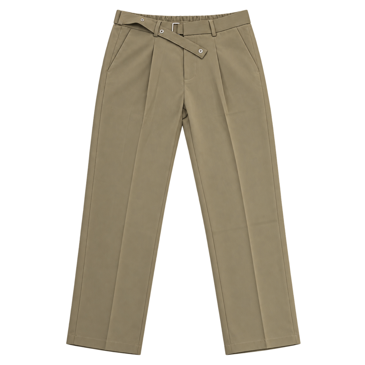 Belted Pleat – מכנס אלגנט עם חגורה — חאקי — קדימה
