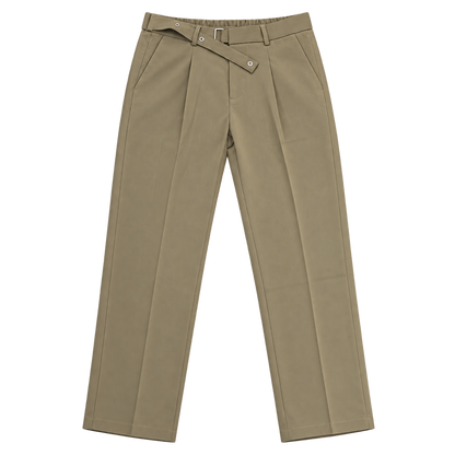 Belted Pleat – מכנס אלגנט עם חגורה — חאקי — קדימה