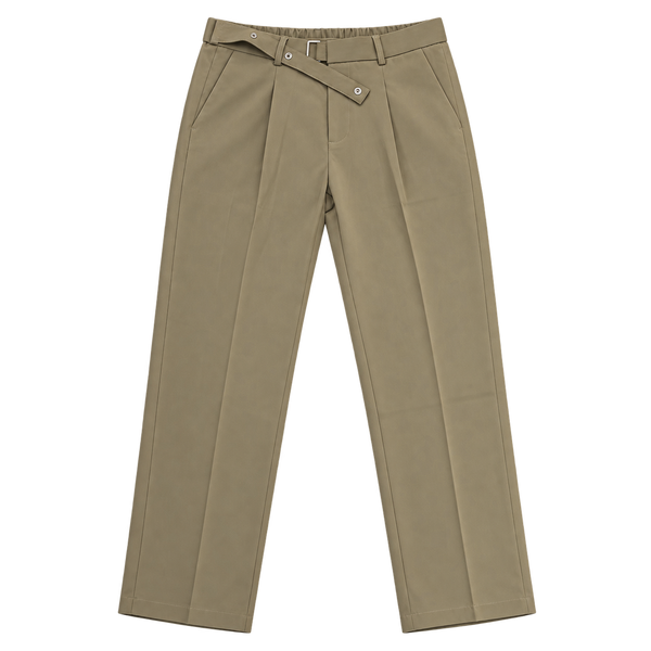 Belted Pleat – מכנס אלגנט עם חגורה — חאקי — קדימה