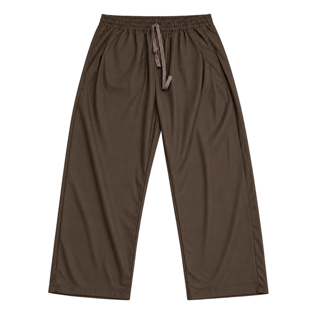 Flow Drawstring – מכנס אלגנט רחב — חום כהה — קדימה