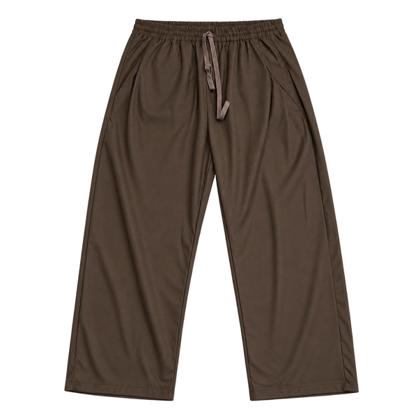 Flow Drawstring – מכנס אלגנט רחב — חום כהה — קדימה