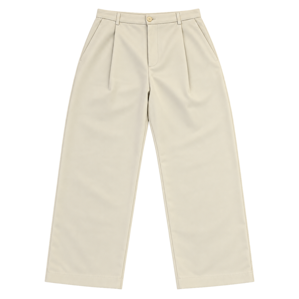 Pleated Wide – מכנס אלגנט רחב — שמנת — קדימה