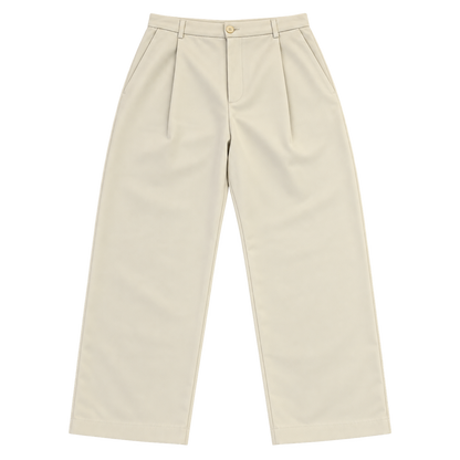 Pleated Wide – מכנס אלגנט רחב — שמנת — קדימה