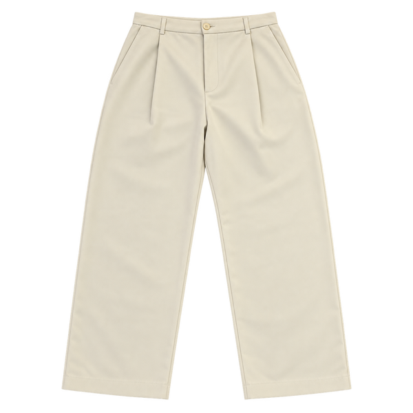 Pleated Wide – מכנס אלגנט רחב — שמנת — קדימה