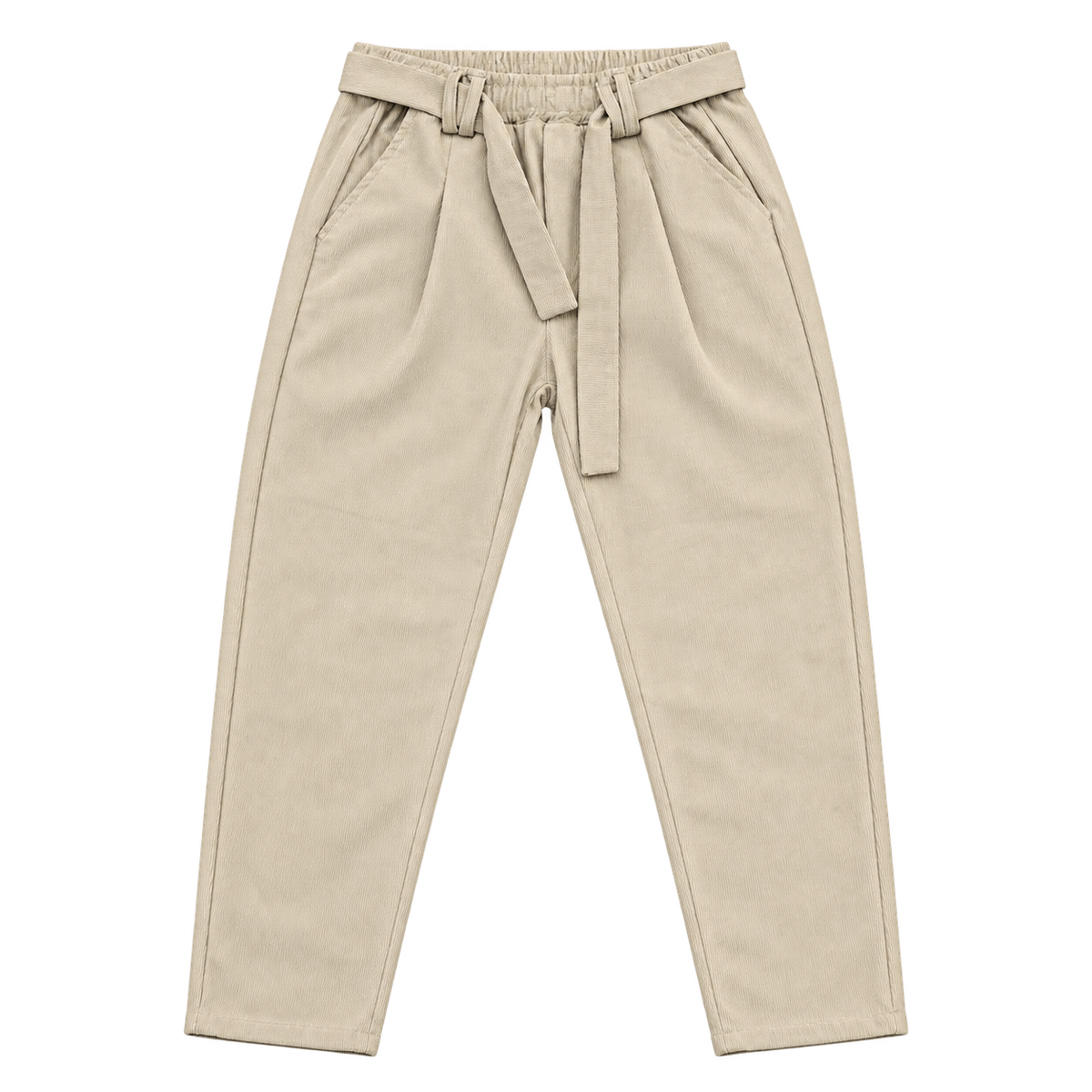 Ribbed Belt – מכנס אלגנט עם חגורה — בז׳ — קדימה