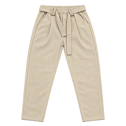 Ribbed Belt – מכנס אלגנט עם חגורה — בז׳ — קדימה