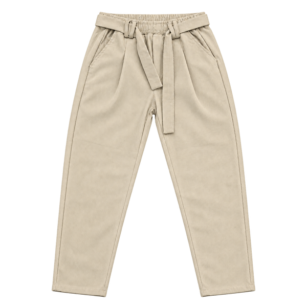 Ribbed Belt – מכנס אלגנט עם חגורה — בז׳ — קדימה