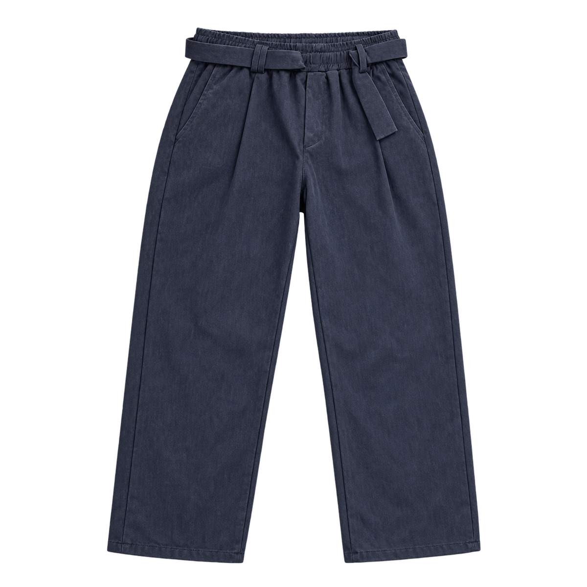 Ribbed Belt – מכנס אלגנט עם חגורה — כחול נייבי — קדימה