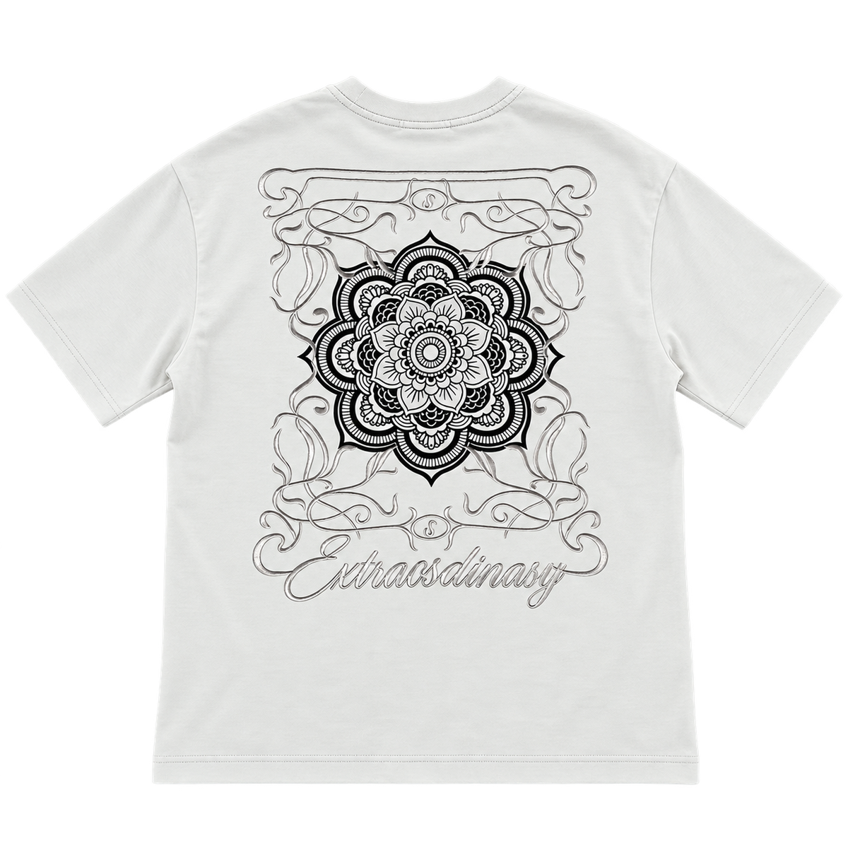 Extraordinary Mandala – חולצת טי — אפור בהיר — אחורה