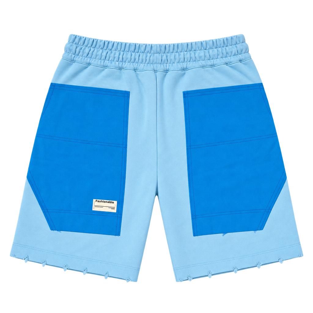 Pocket Grid Shorts – מכנסי ברמודה — תכלת עם כחול — אחורה
