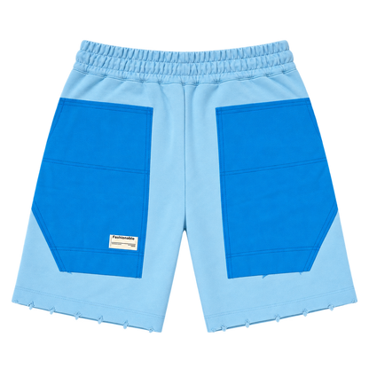 Pocket Grid Shorts – מכנסי ברמודה — תכלת עם כחול — אחורה