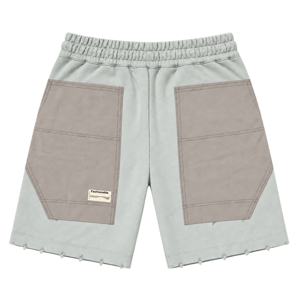 Pocket Grid Shorts – מכנסי ברמודה — אפור — אחורה