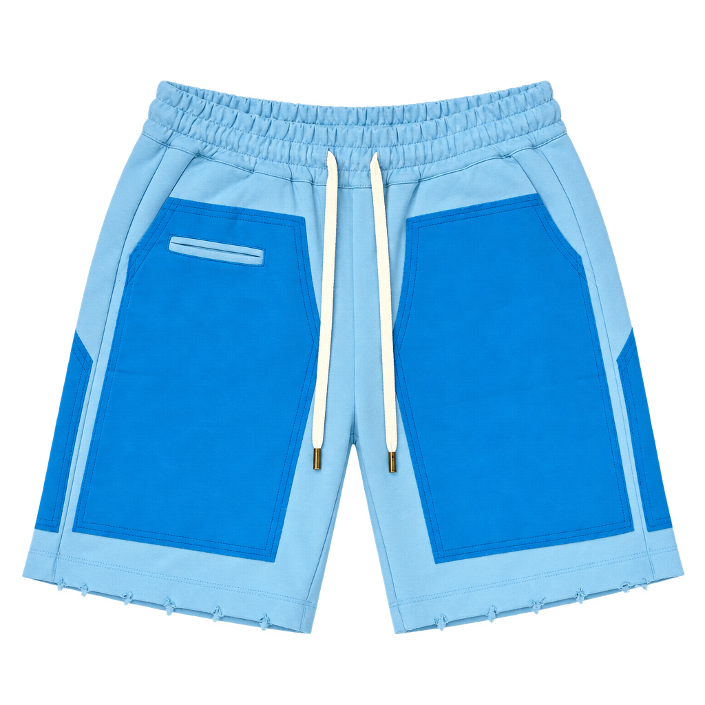 Pocket Grid Shorts – מכנסי ברמודה — תכלת עם כחול — קדימה