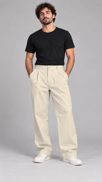 Pleated Wide – מכנס אלגנט רחב — הדמיית לבישה בסטודיו