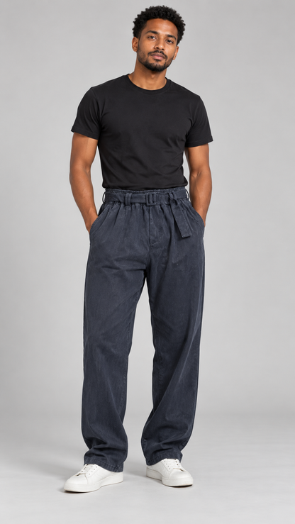 Ribbed Belt – מכנס אלגנט עם חגורה — הדמיית לבישה בסטודיו