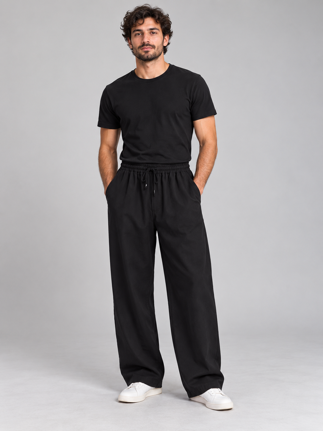 Relaxed Drawstring – מכנס אלגנט — הדמיית לבישה בסטודיו