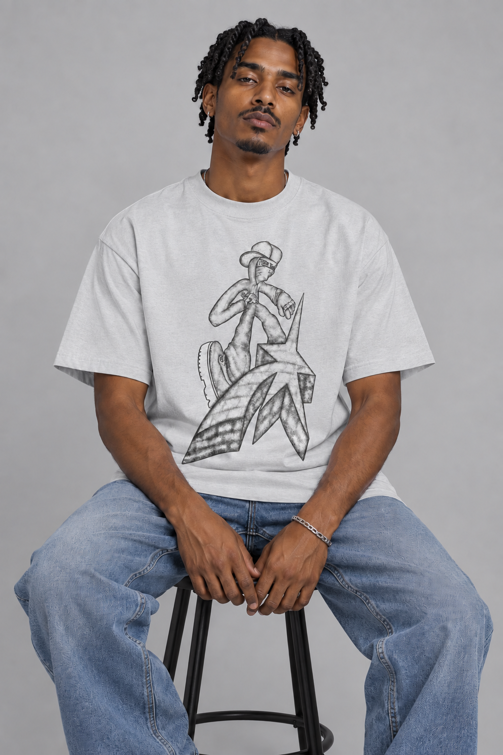 Streetwear Sketch – המחשת לבישה באפור בהיר