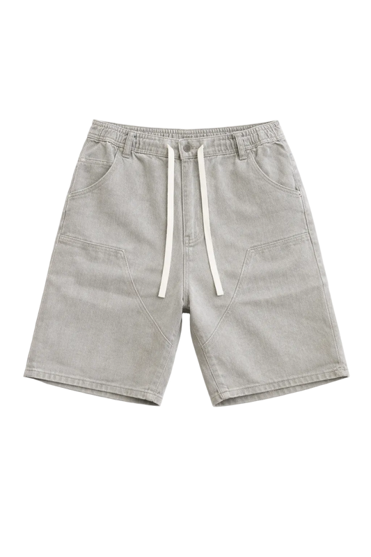 Panel Cut Denim Shorts