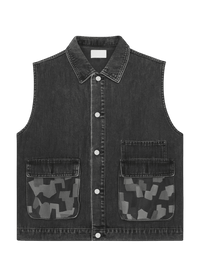 Black Utility Denim Vest – Washed Edition - 808 SECRETS