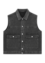 Black Utility Denim Vest – Washed Edition - 808 SECRETS