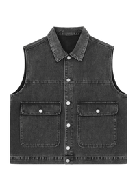 Black Utility Denim Vest – Washed Edition - 808 SECRETS