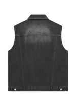 Black Utility Denim Vest – Washed Edition - 808 SECRETS