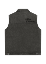 Black Utility Denim Vest – Washed Edition - 808 SECRETS