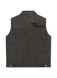 Black Utility Denim Vest – Washed Edition - 808 SECRETS
