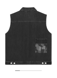Black Utility Denim Vest – Washed Edition - 808 SECRETS