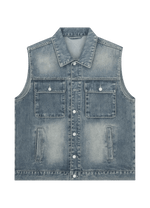 Blue Utility Denim Vest – Washed Edition - 808 SECRETS