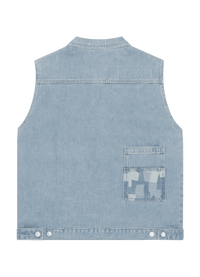 Blue Utility Denim Vest – Washed Edition - 808 SECRETS