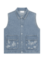 Blue Utility Denim Vest – Washed Edition - 808 SECRETS