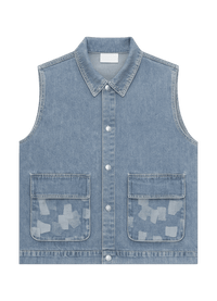 Blue Utility Denim Vest – Washed Edition - 808 SECRETS