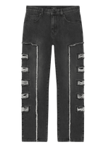 Fragmented Panels Denim – Black Structure Edition - 808 SECRETS