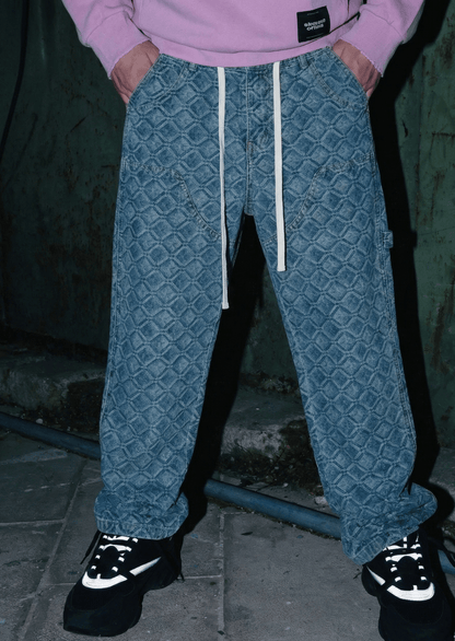 GEOMETRIC PATTERN DENIM DRAWSTRING - 808 SECRETS