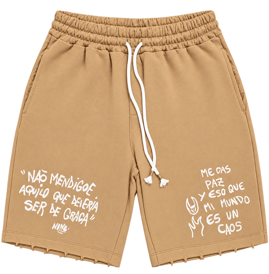Handwritten Shorts – ברמודה קאמל עם כתב יד - 808 SECRETS
