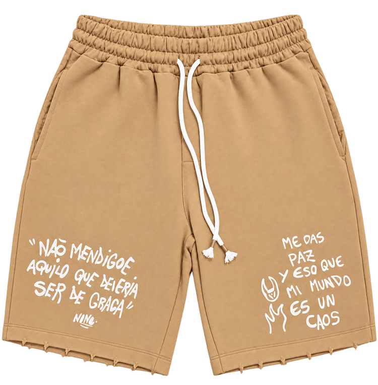 Handwritten Shorts – ברמודה קאמל עם כתב יד - 808 SECRETS