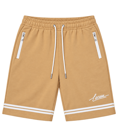 Hem Stripe Shorts – ברמודה קאמל עם פסים - 808 SECRETS