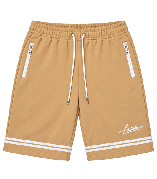 Hem Stripe Shorts – ברמודה קאמל עם פסים - 808 SECRETS