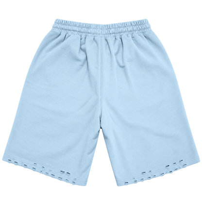 Loop Distress Shorts – ברמודה תכלת עם קרעים - 808 SECRETS