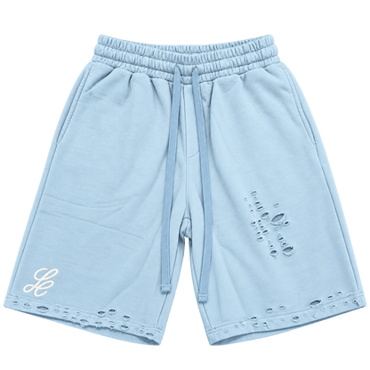 Loop Distress Shorts – ברמודה תכלת עם קרעים - 808 SECRETS