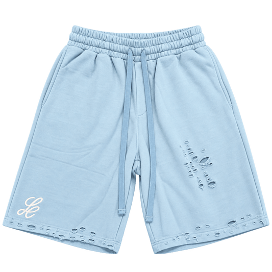 Loop Distress Shorts – ברמודה תכלת עם קרעים - 808 SECRETS