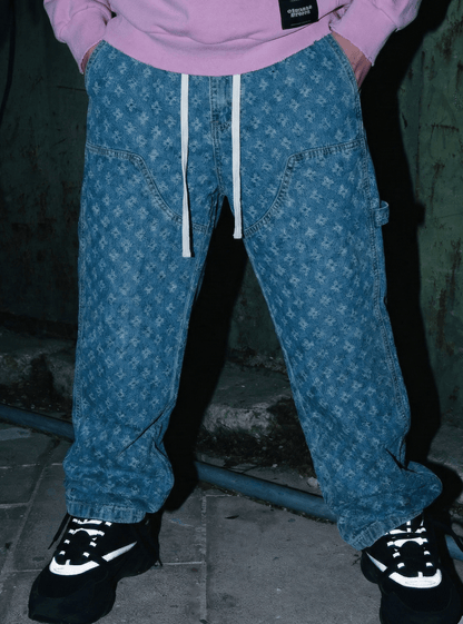 MONOGRAM PATTERN DENIM DRAWSTRING - 808 SECRETS