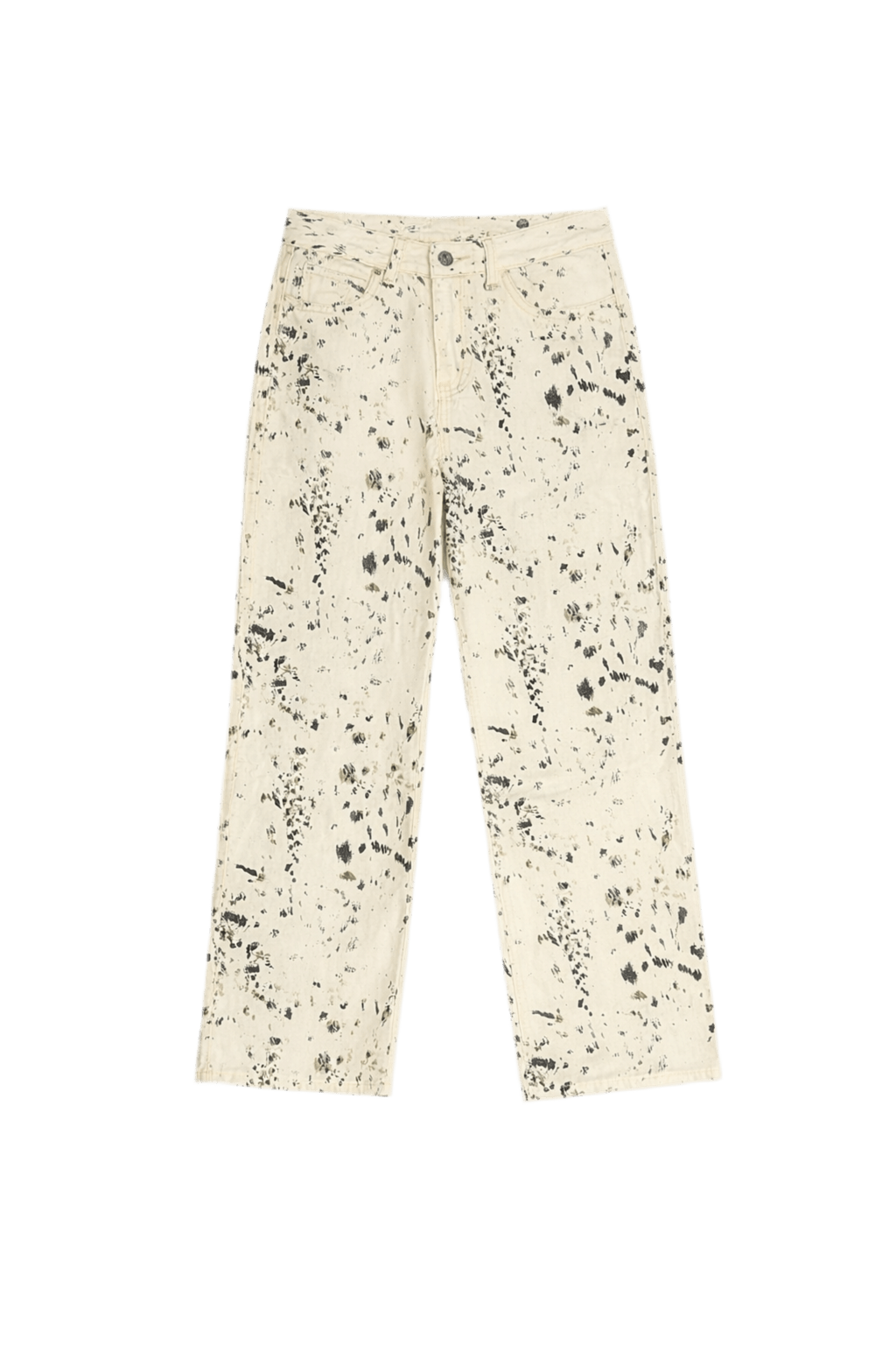 Painted Cream Straight Jeans - 808 SECRETS